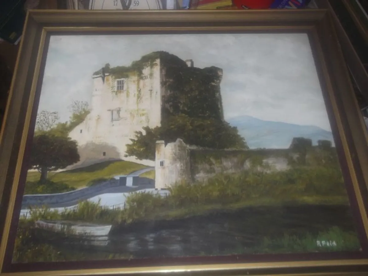 a large oil painting on board castle ruins by dublin artist frank feld - Image 2