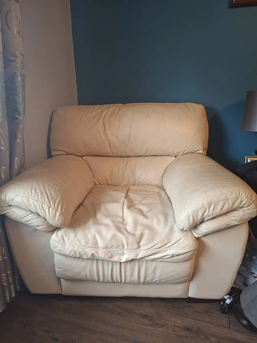 Cream Leather Arm Chairs