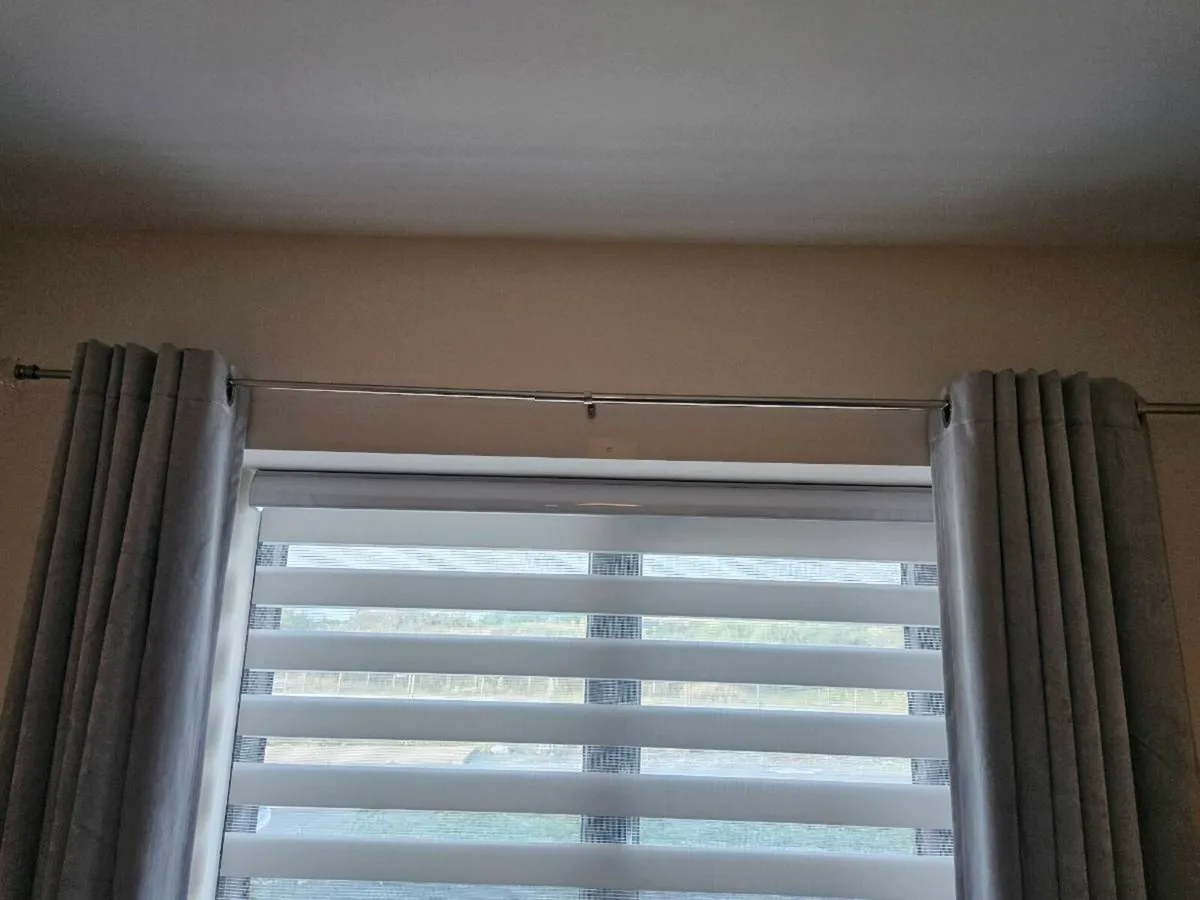 Beautiful Set of Velour light Grey Heavy curtains. - Image 2