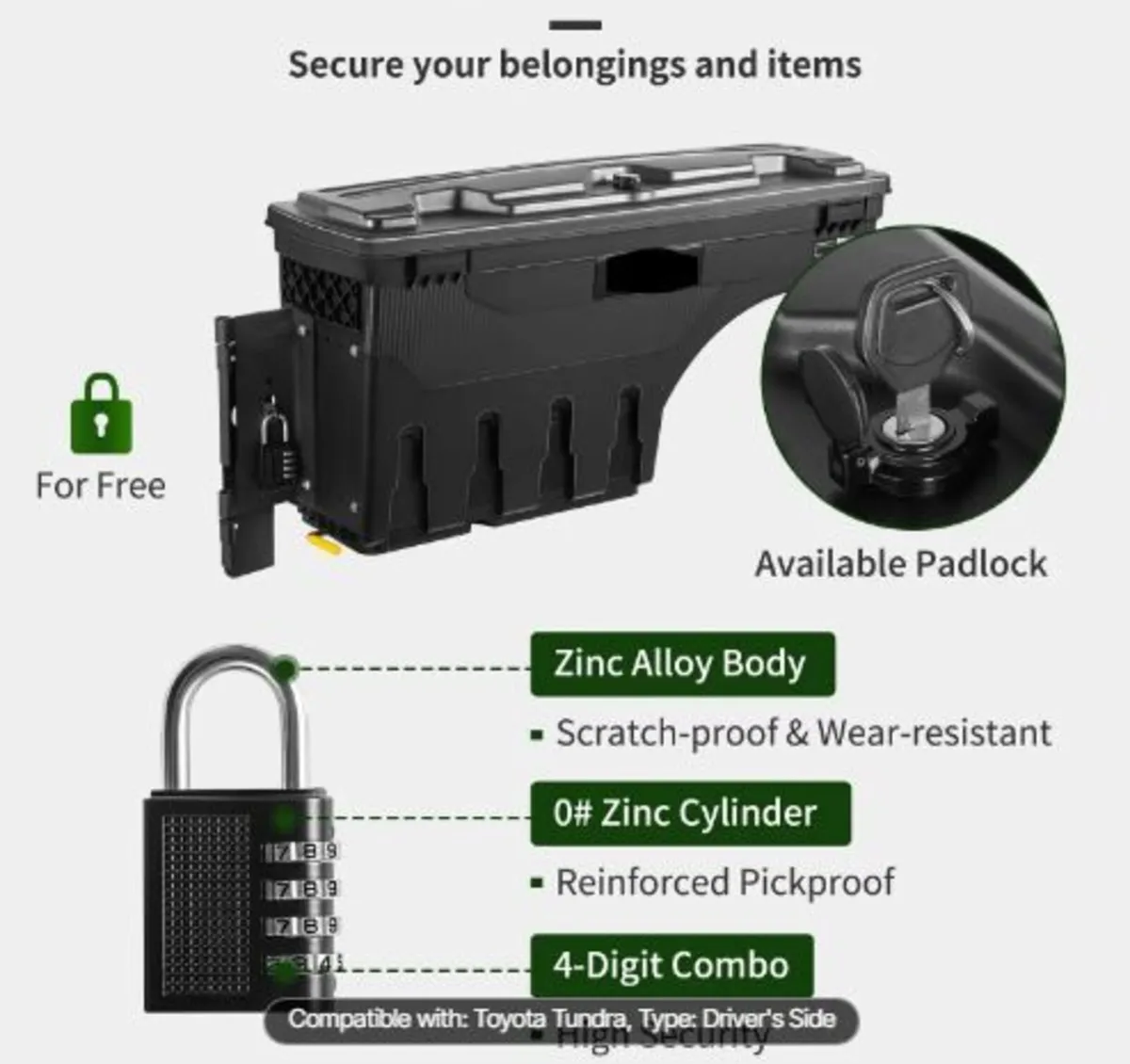 Truck Bed Storage Box, Lockable Lid - Image 3
