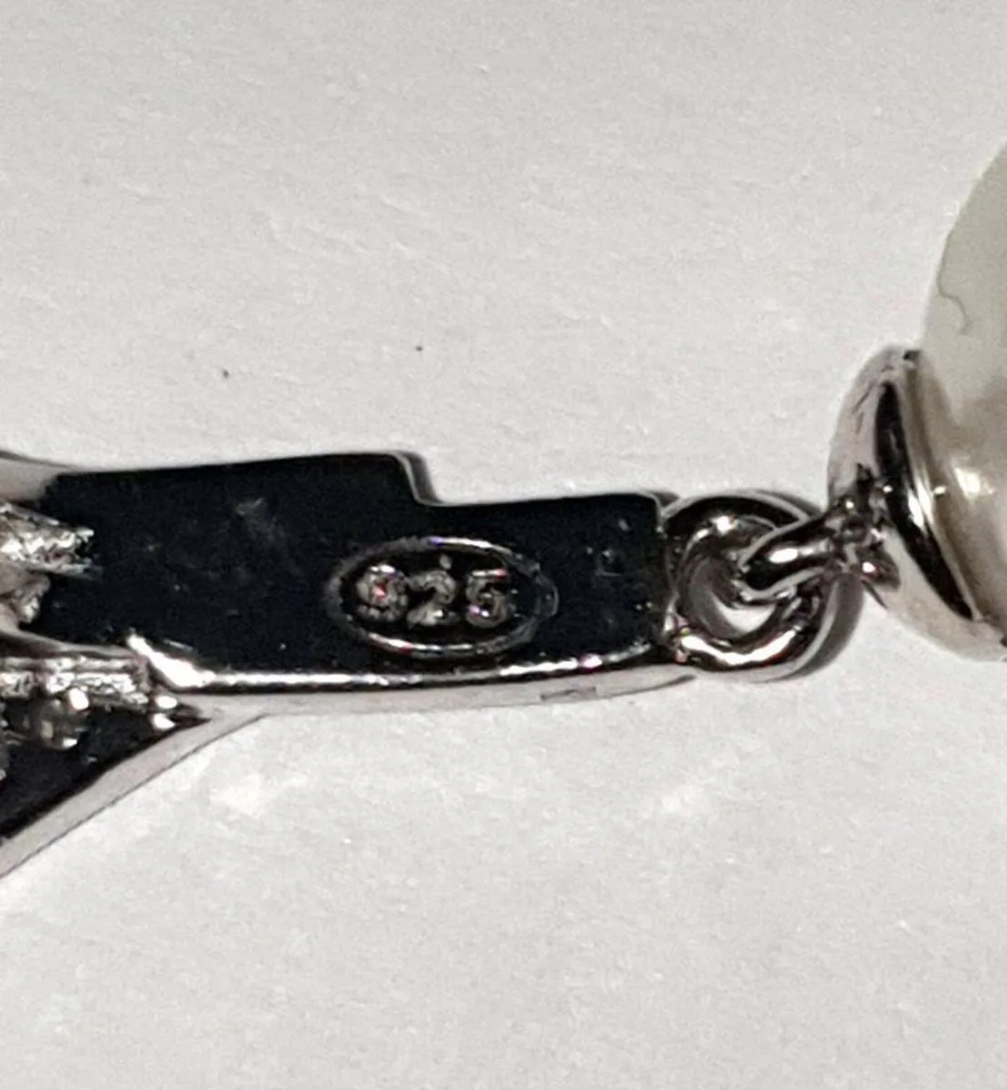 Vintage Hallmarked Silver Pearl & White Topaz - Image 2