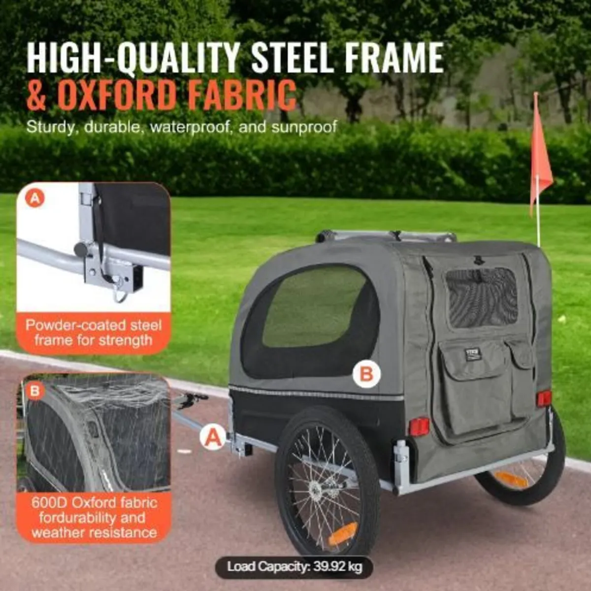 Dog Bike Trailer, Supports up to 88 lbs - Image 2