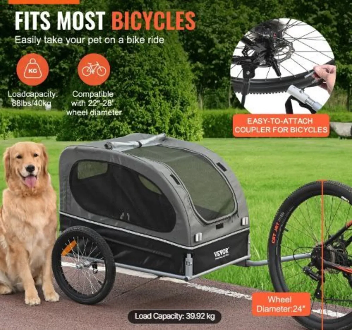 Dog Bike Trailer, Supports up to 88 lbs - Image 3
