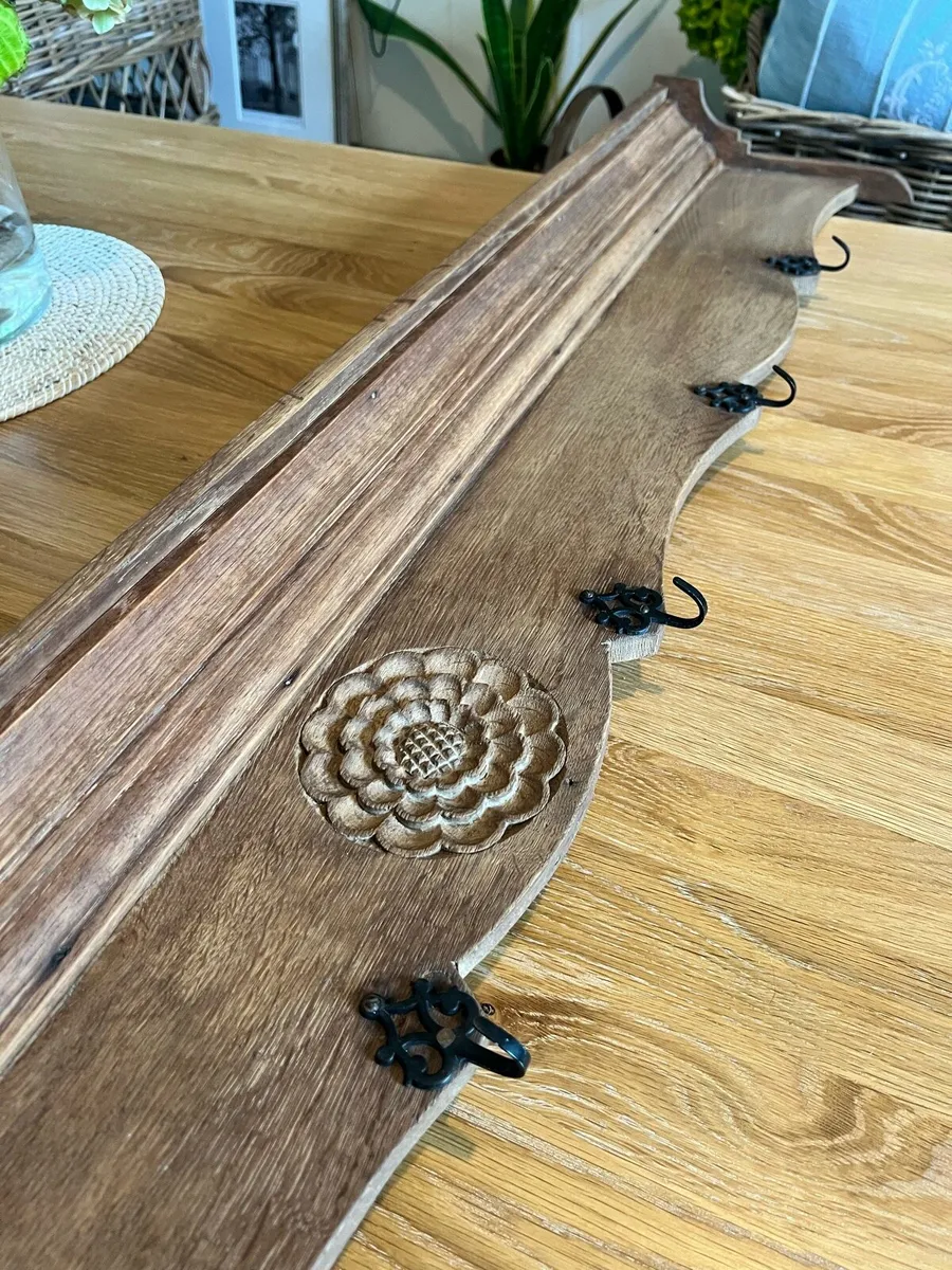 Antique solid oak coat rack - Image 3