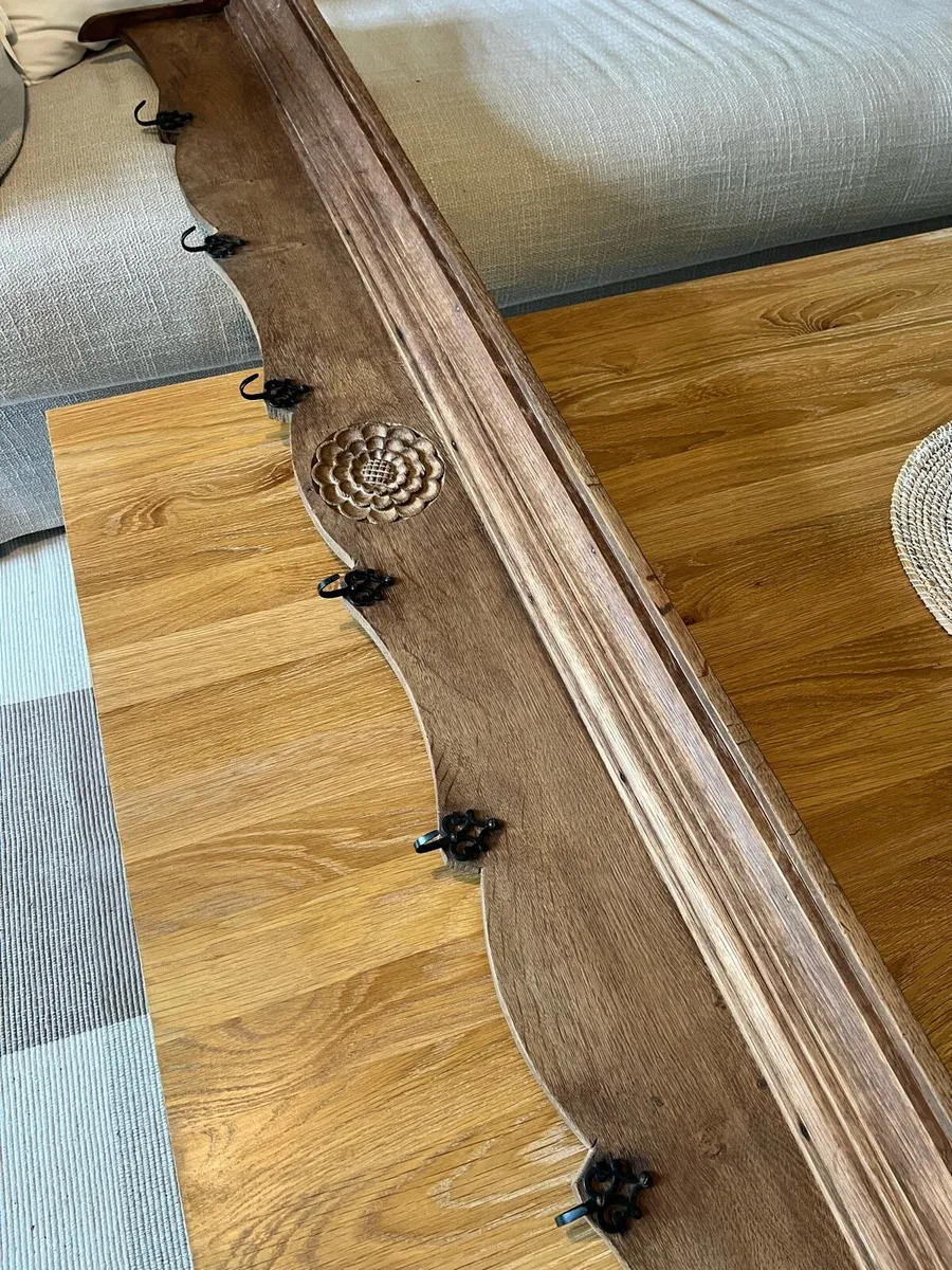 Antique solid oak coat rack - Image 4