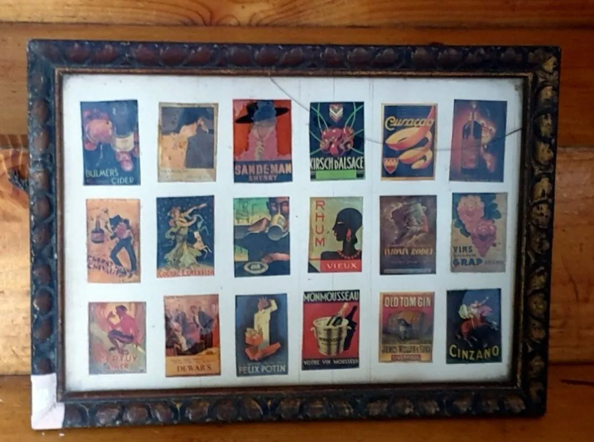 Framed Vintage Alcohol & Beverage Matchbox Labels - Image 4