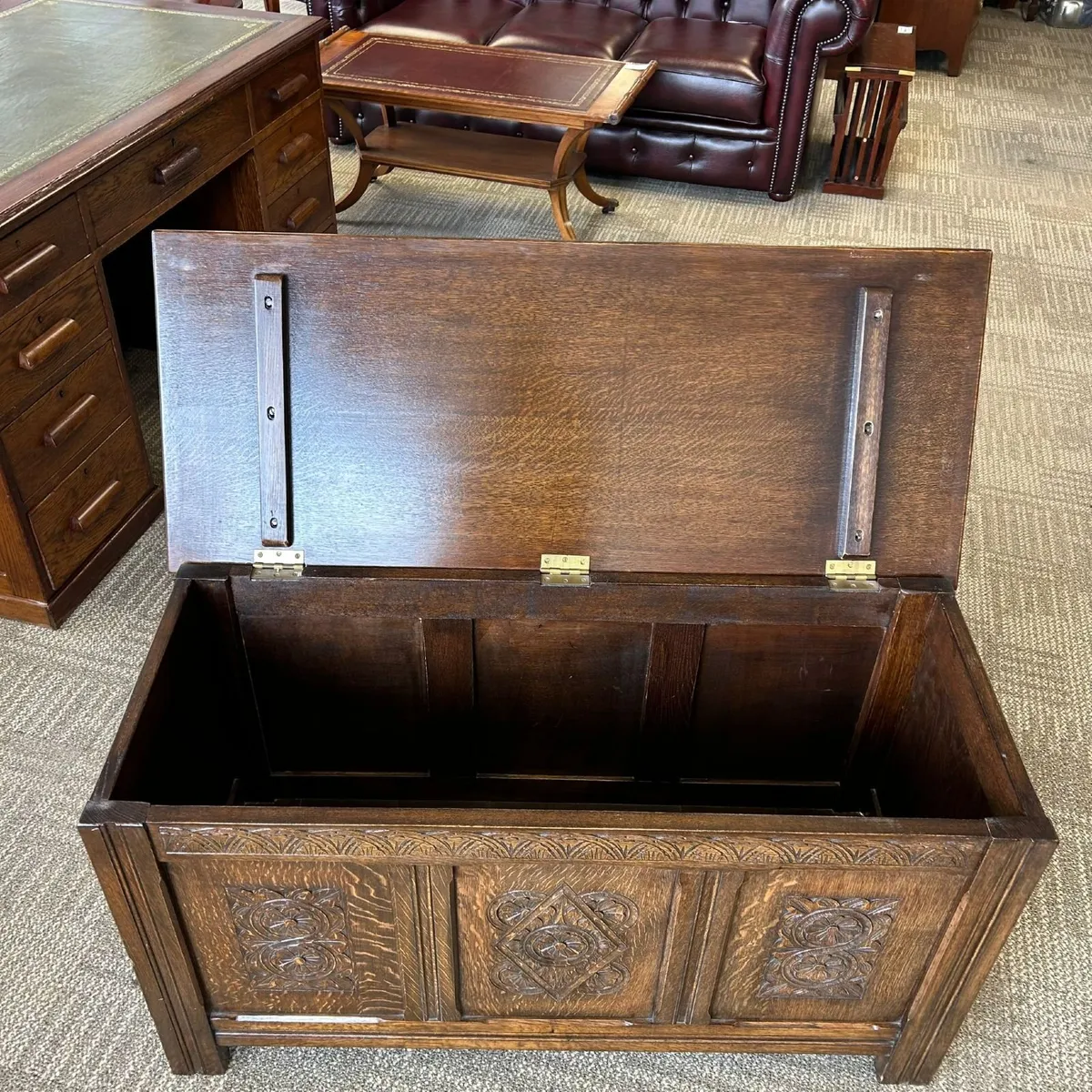 Fabulous oak George III blankets chest storage box - Image 2