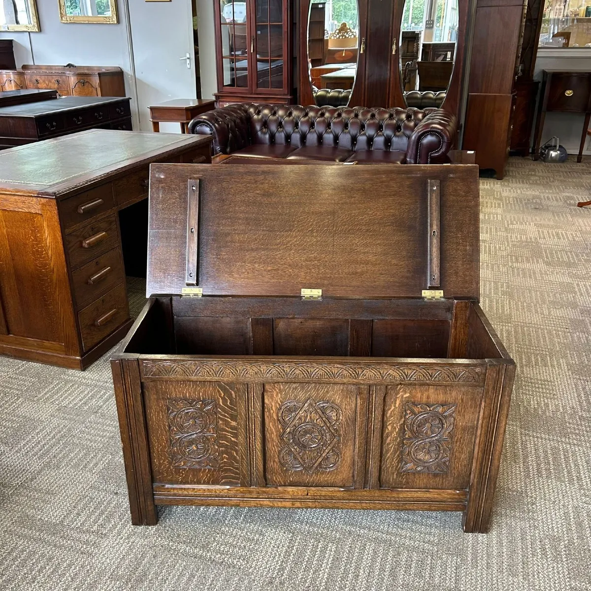Fabulous oak George III blankets chest storage box - Image 3