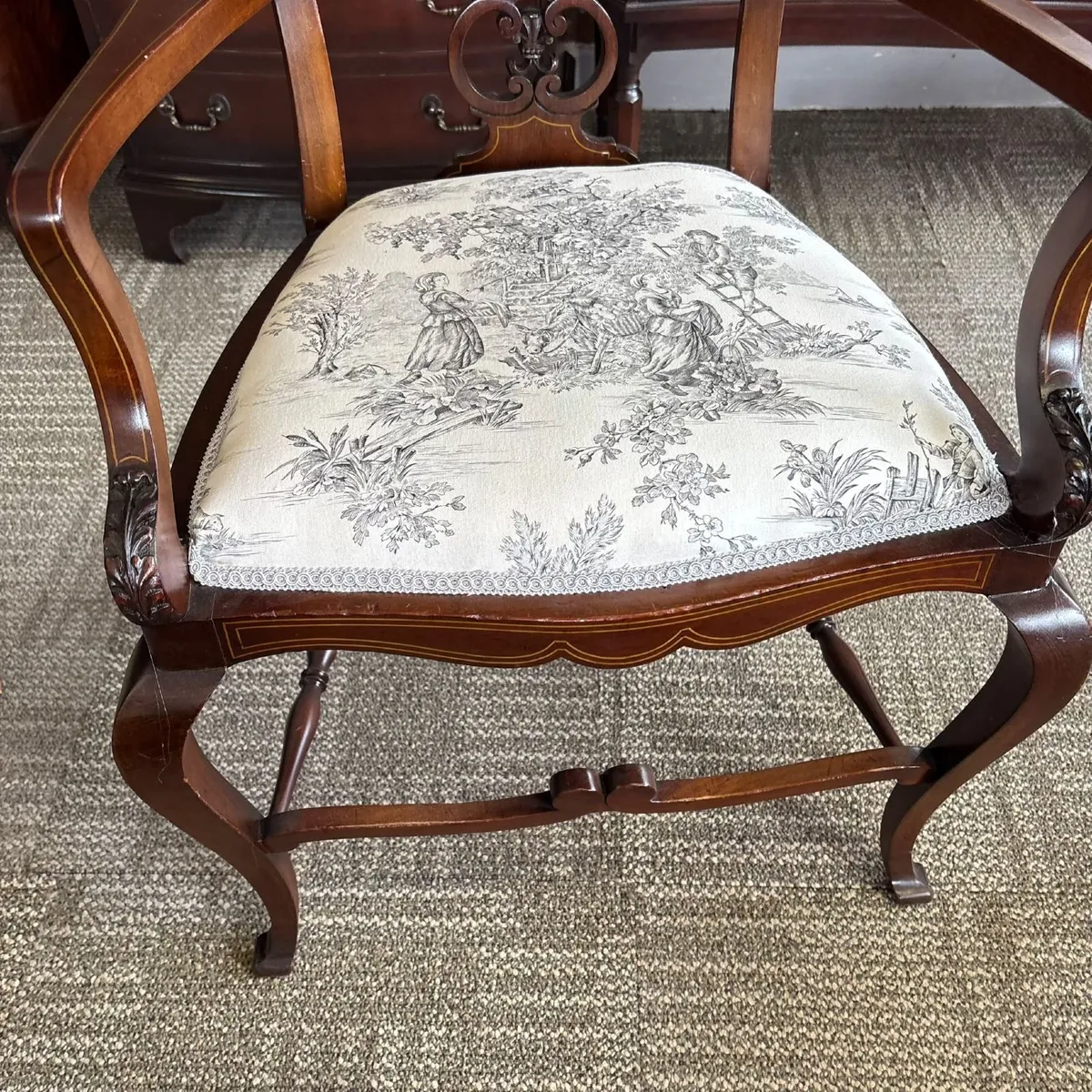 Fabulous Edwardian mahogany occasional "His" chair - Image 2