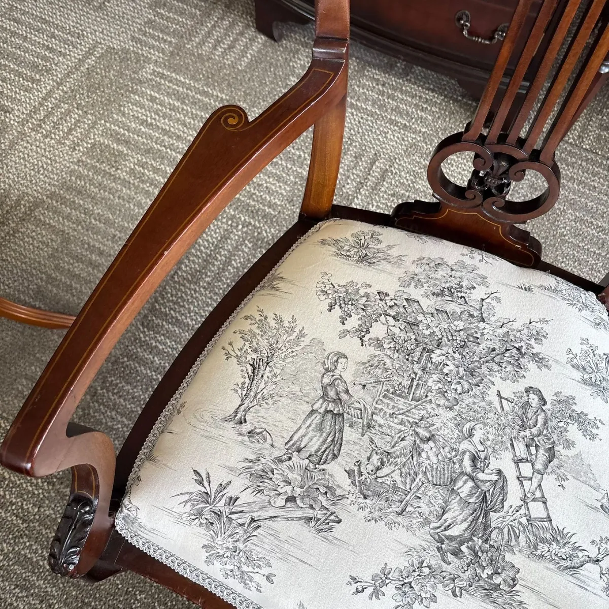 Fabulous Edwardian mahogany occasional "His" chair - Image 3