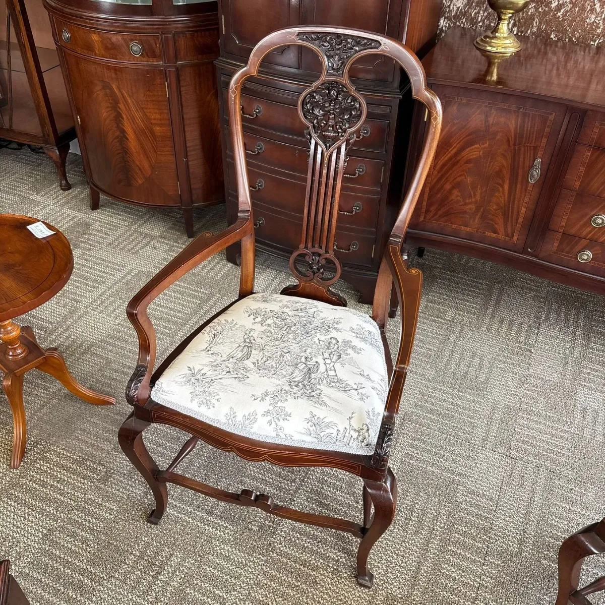 Fabulous Edwardian mahogany occasional "His" chair - Image 1