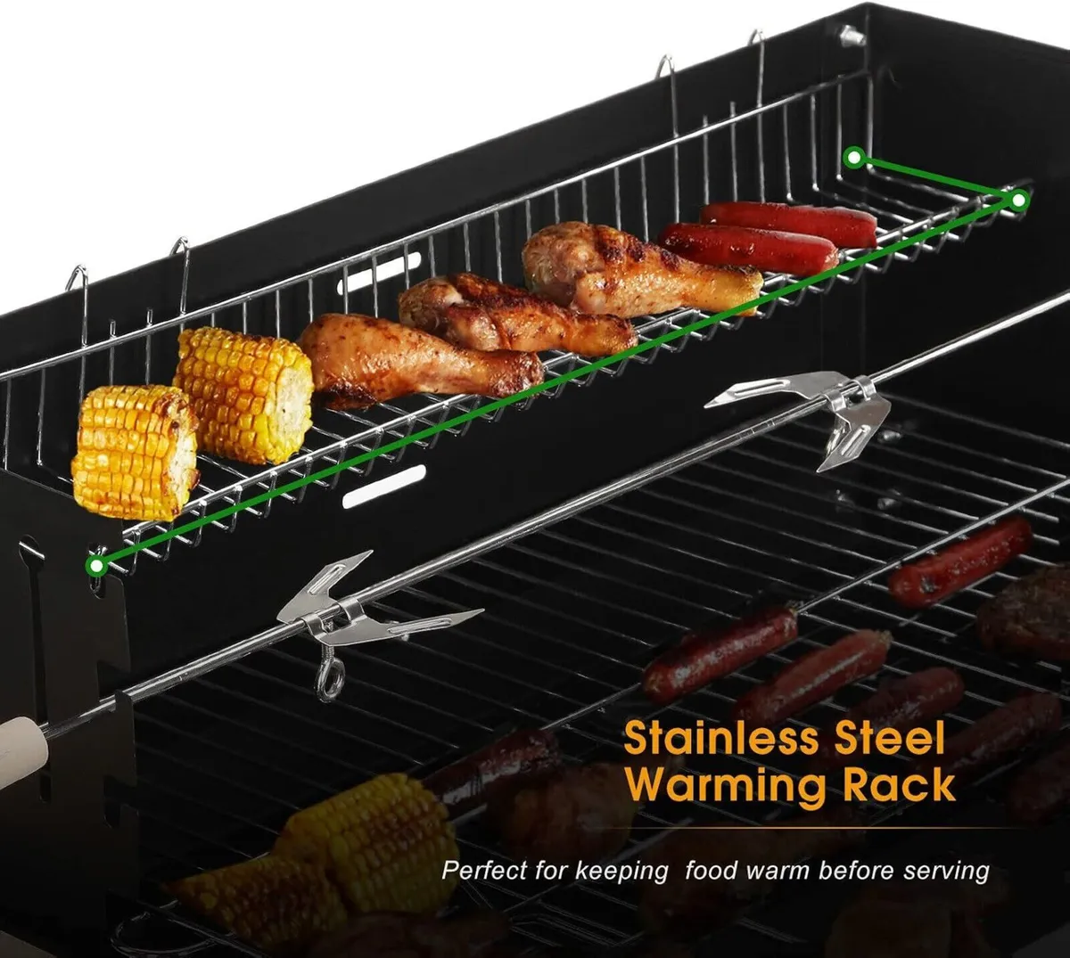 Charcoal BBQ Grill Outdoor Trolley Cooking Station - Image 4