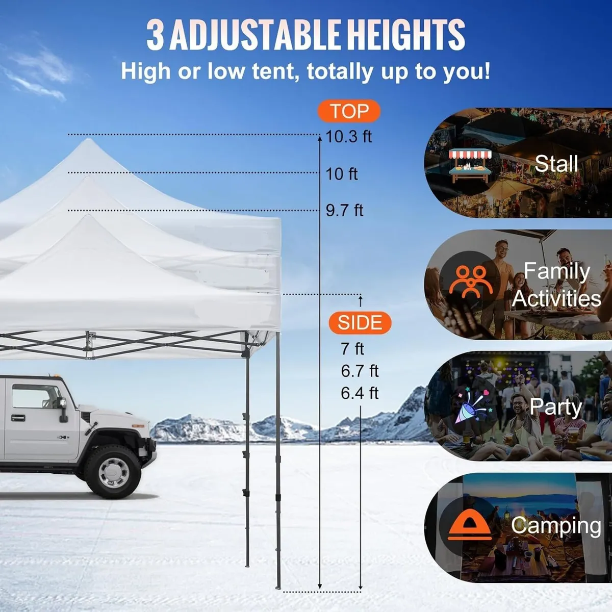 Gazebo 3x3m Waterproof Garden Pop Up Tent Sides - Image 4