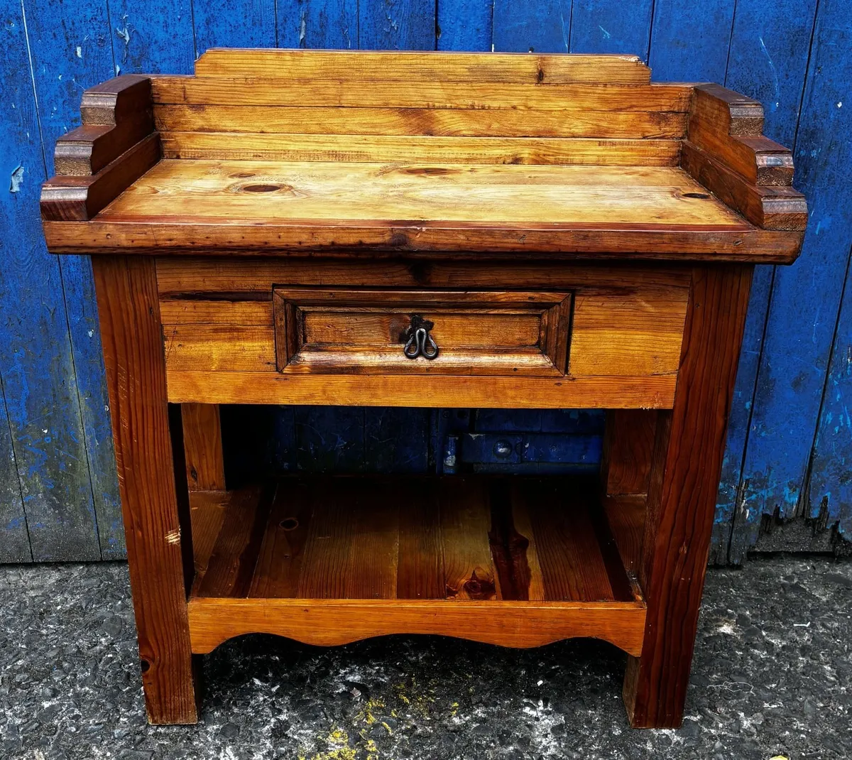 Rustic Pine Hall Table/Washstand - Image 1