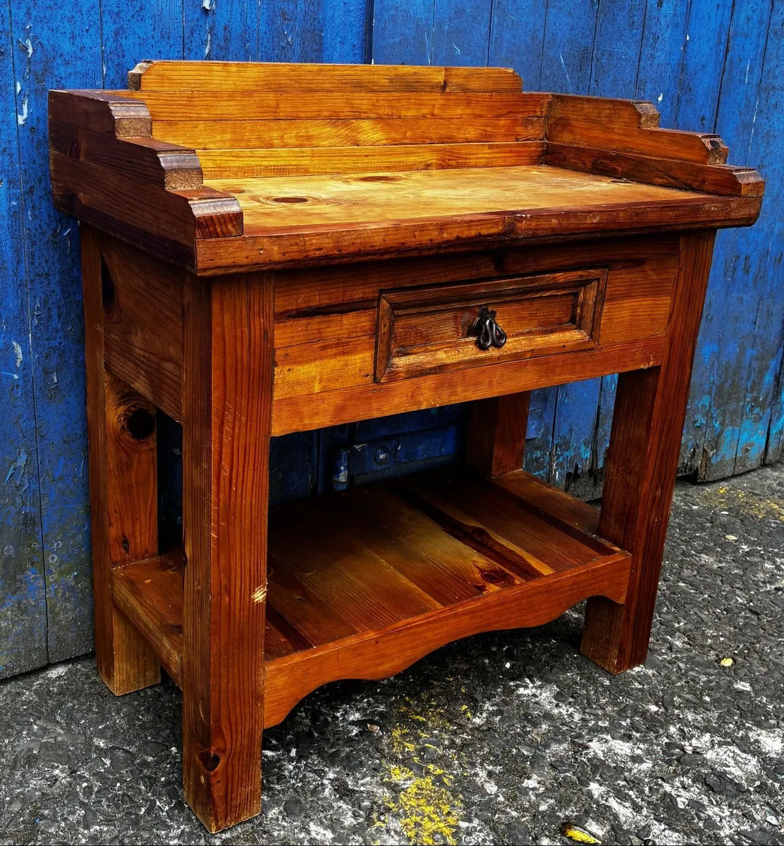 Rustic Pine Hall Table/Washstand - Image 2