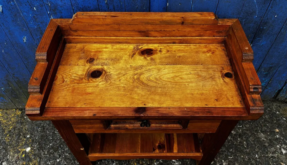 Rustic Pine Hall Table/Washstand - Image 4