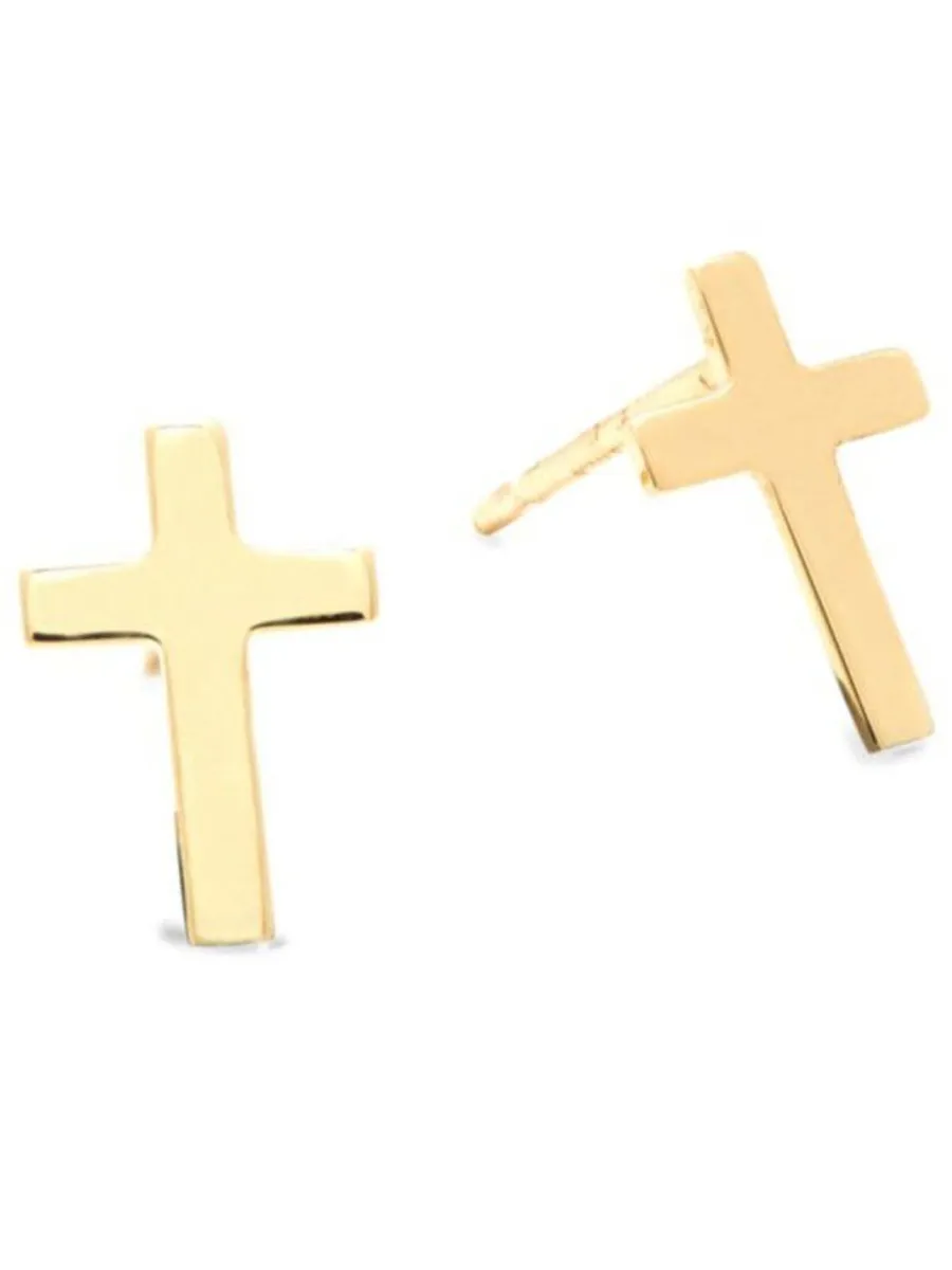 Vintage 9ct Gold Cross Stud Earrings – Pristine - Image 3