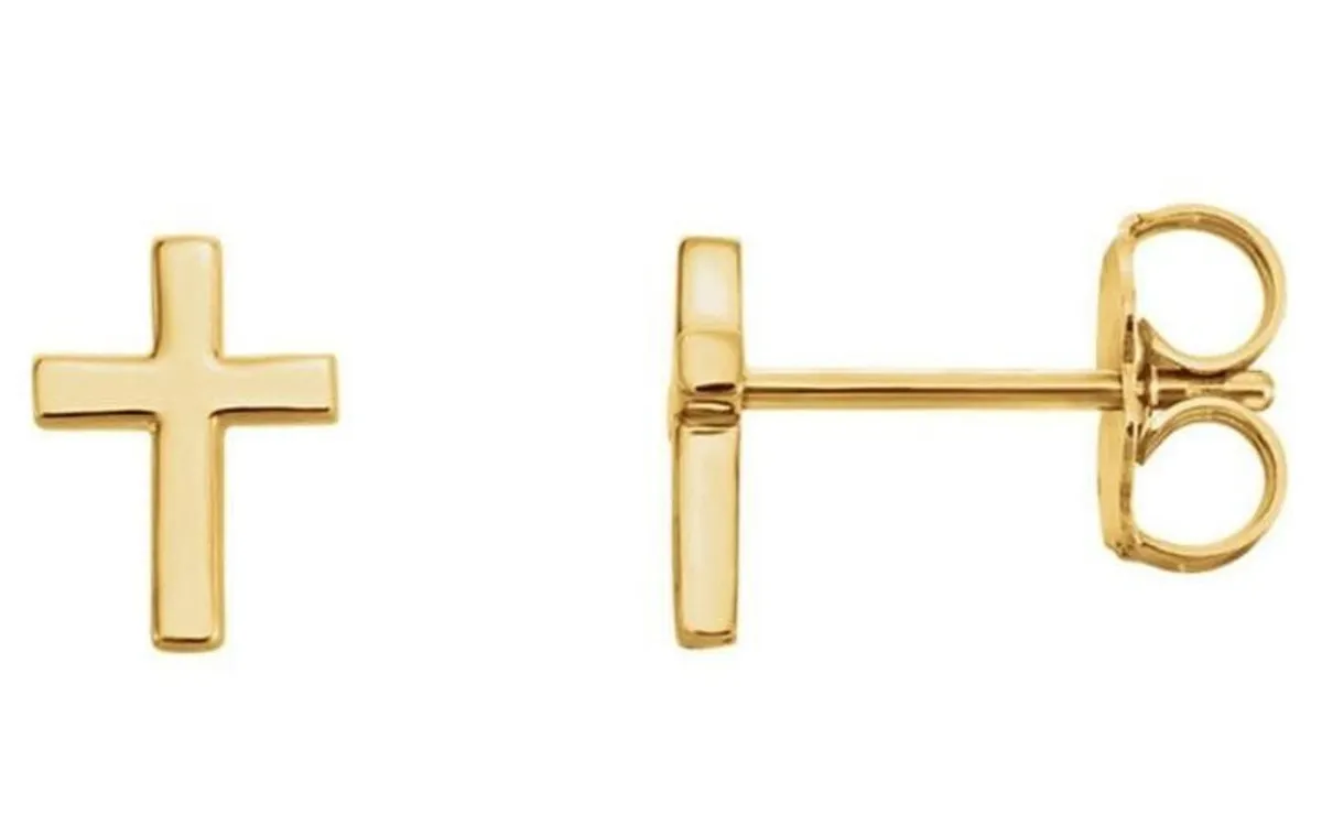 Vintage 9ct Gold Cross Stud Earrings – Pristine - Image 4