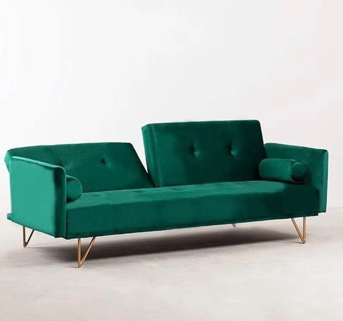 Emerald Green Velvet Sofa Bed - Image 2