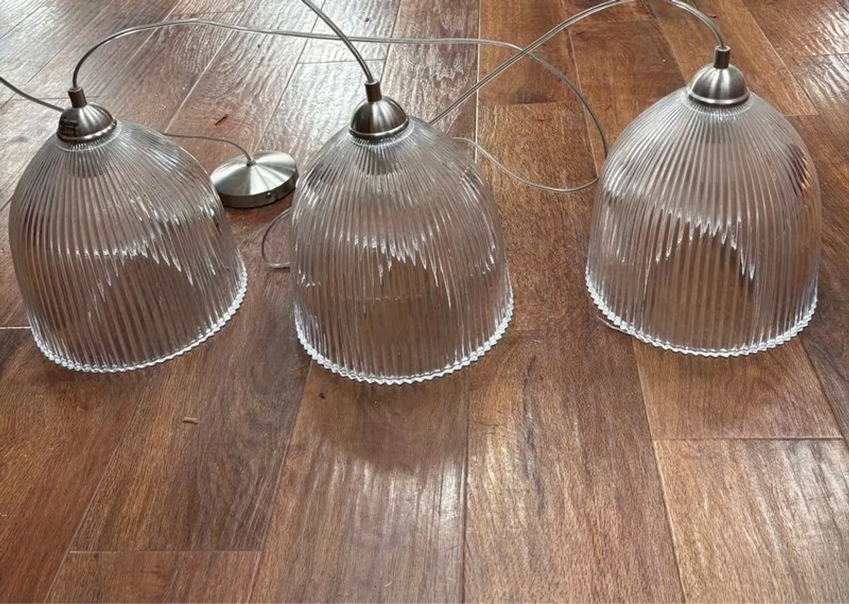 3 x Glass Pendant Light - Image 1