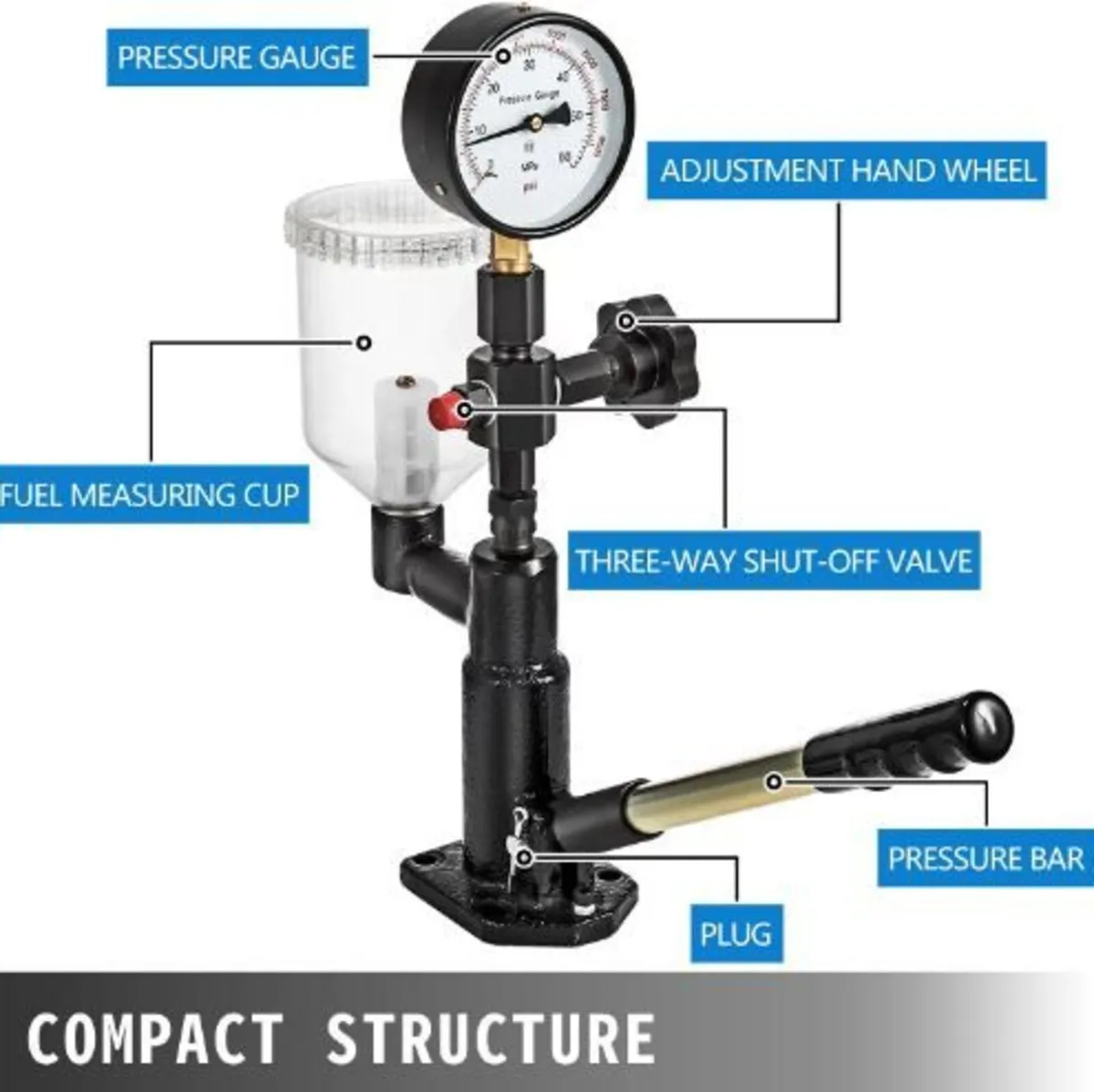 600 Bar Injector Tester 0.8L Fuel Pressure Gauge - Image 4
