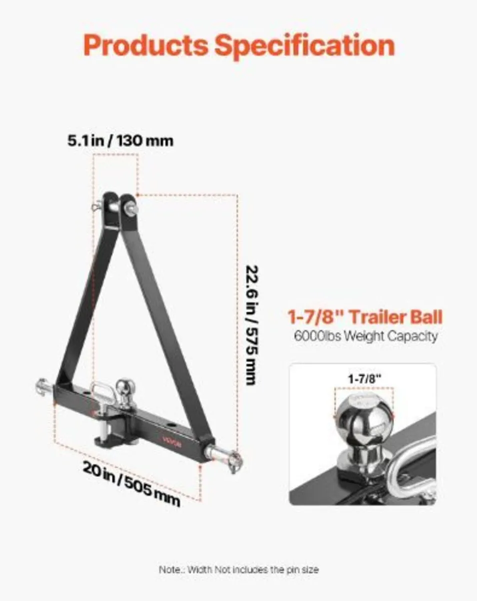 3 Point Hitch Receiver with 2 in Receiver - Image 4