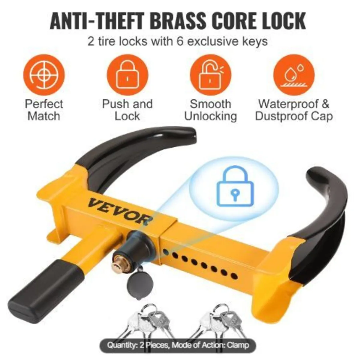 Wheel Lock, 2 Packs Universal Wheel Clamp - Image 2