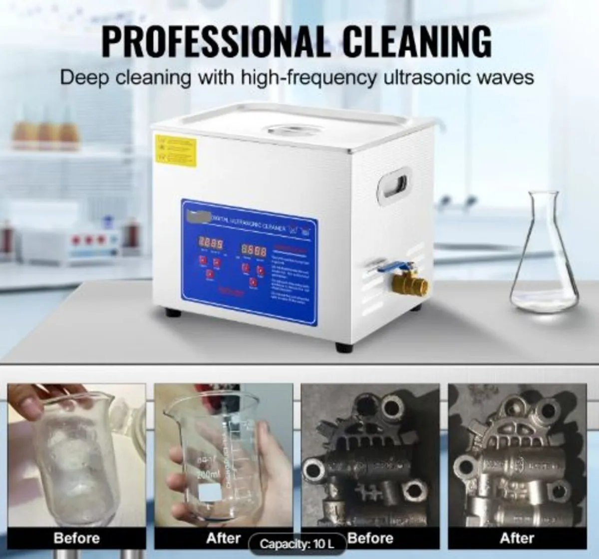 Professional Ultrasonic Cleaner, 10 L Ultrasonic - Image 3