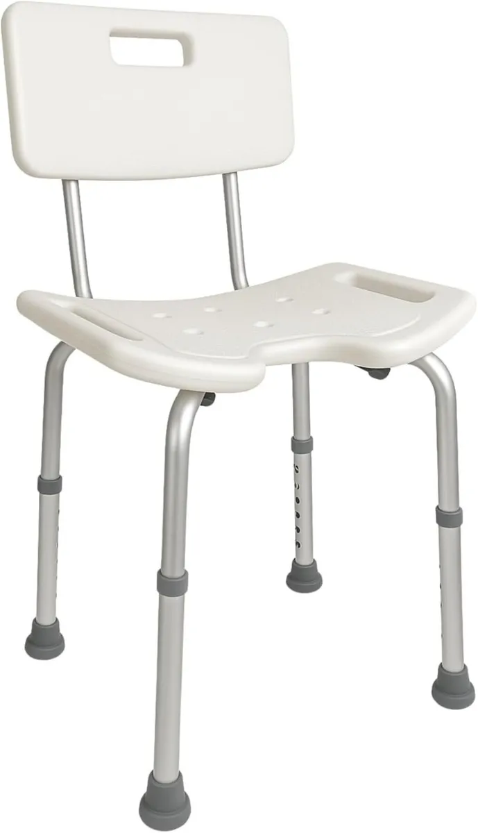 Height-Adjustable Bath Chair with Backrest - Image 1