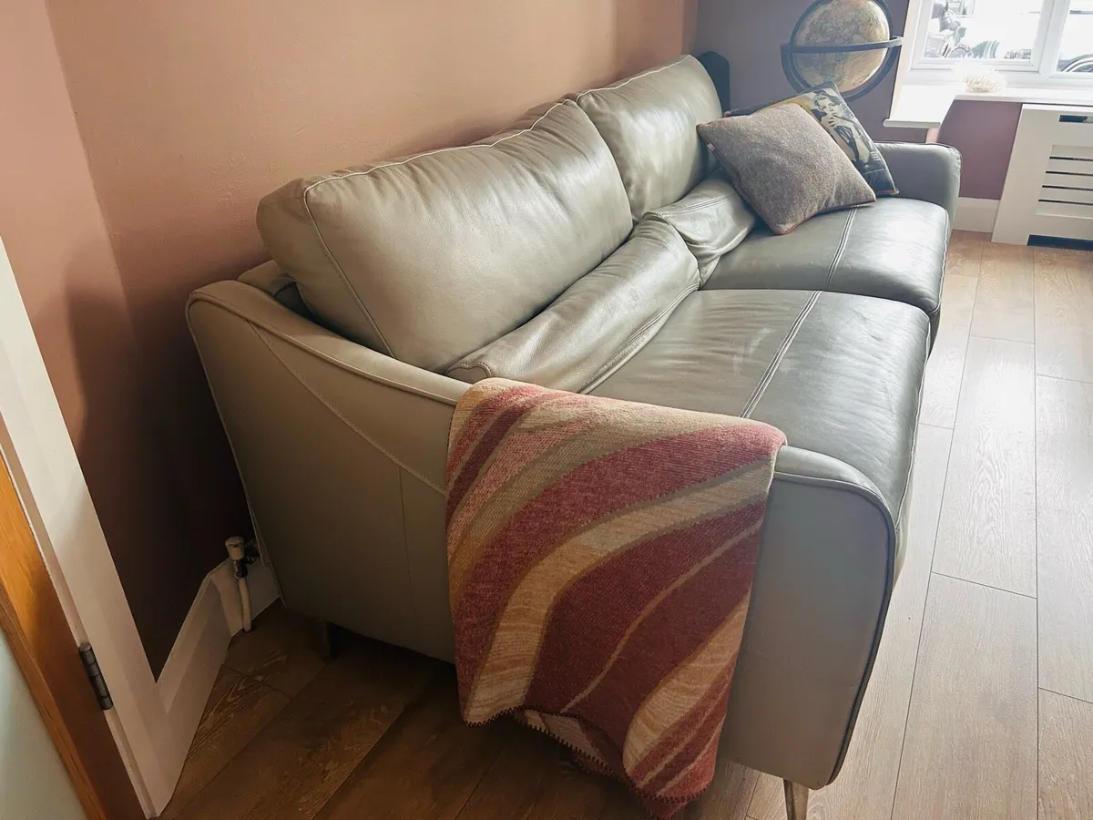Ez Living Silver grey leather 3 seater/armchair - Image 2