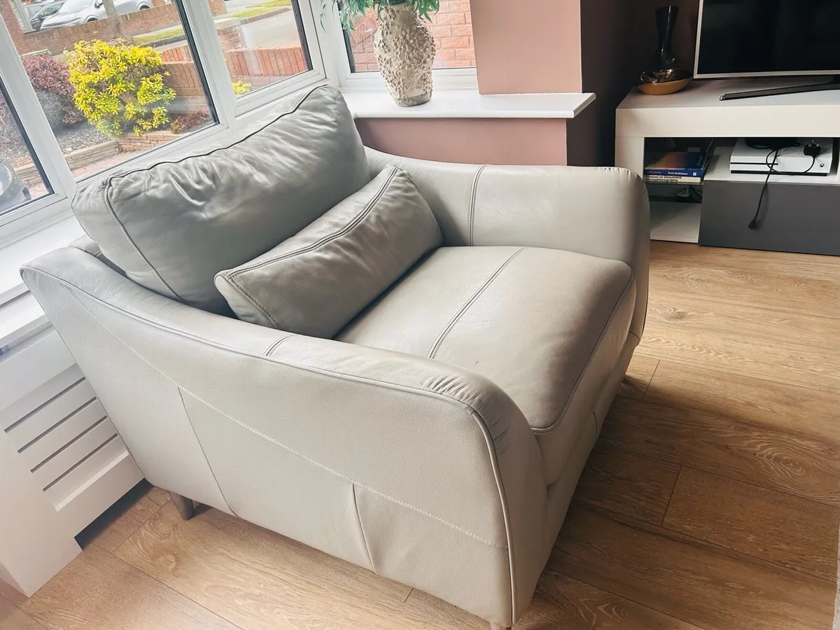 Ez Living Silver grey leather 3 seater/armchair - Image 4