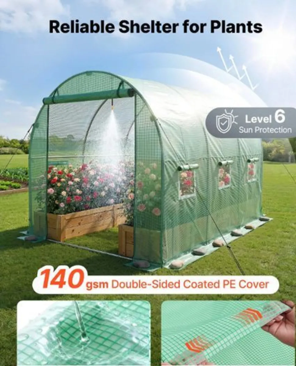 10ft x 7ft Walk In Heavy Duty Polytunnel Greenhous - Image 2