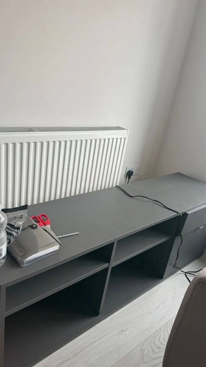 Grey TV Unit / Low Storage Cabinet with Drawers - Clane - Image 3