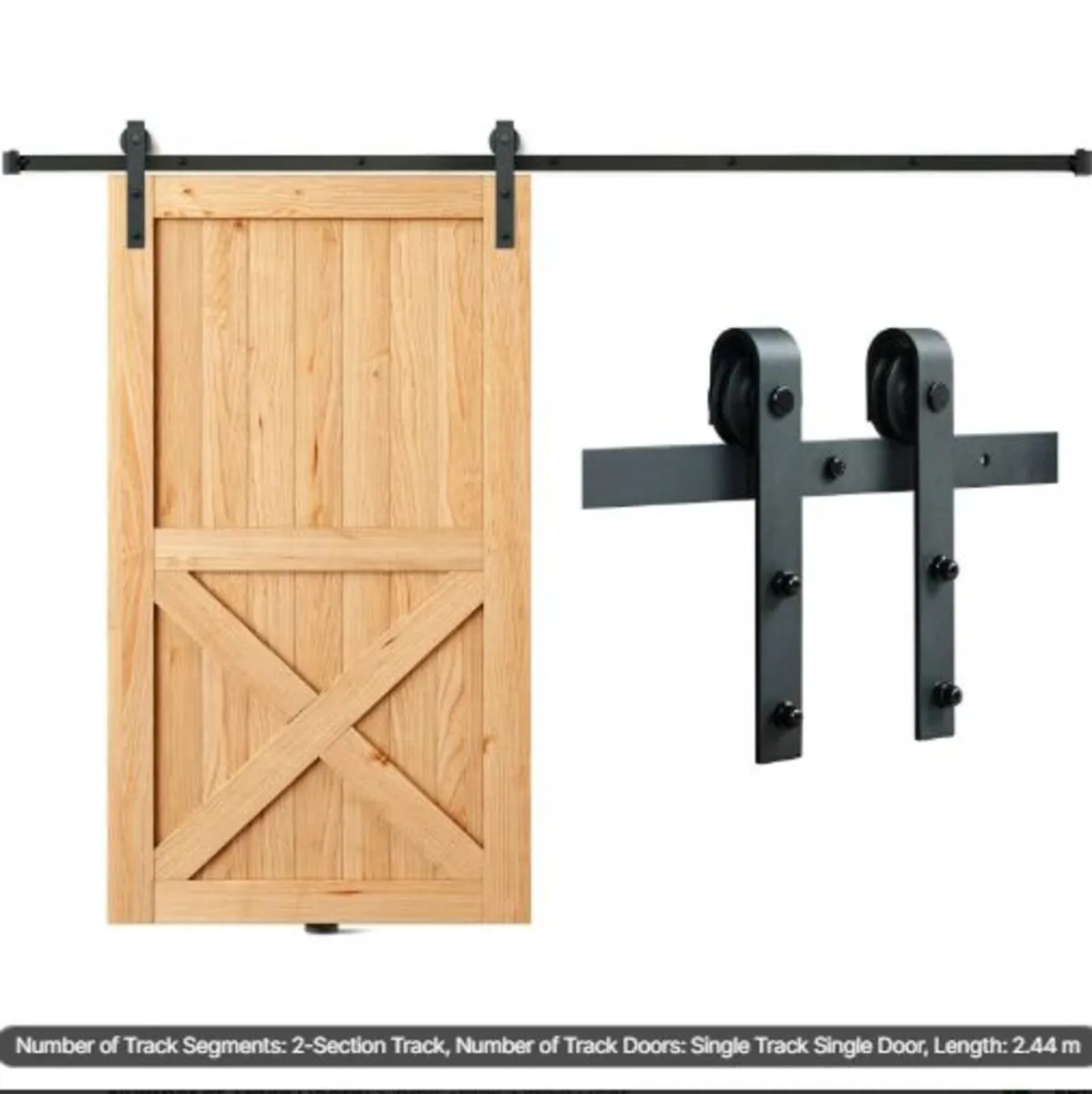 8FT Sliding Barn Door Hardware Kit, 149.7 kg Load - Image 1