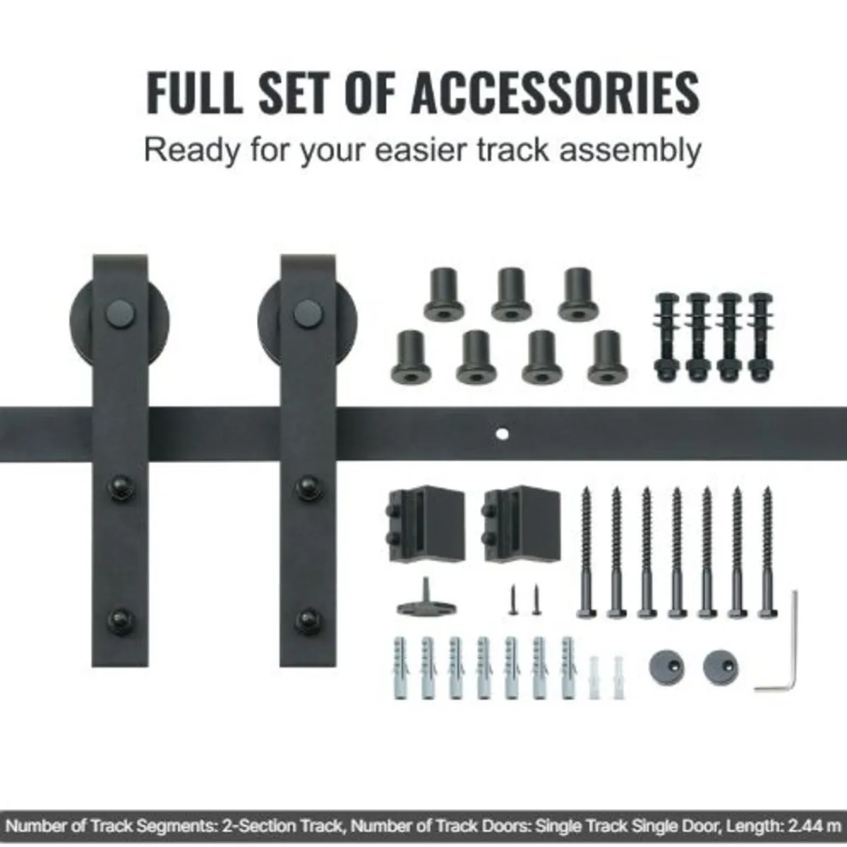 8FT Sliding Barn Door Hardware Kit, 149.7 kg Load - Image 3