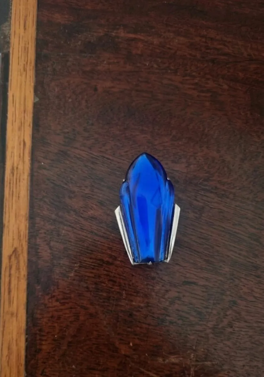 Vintage Art Deco Blue Glass Dress Clip - Image 1