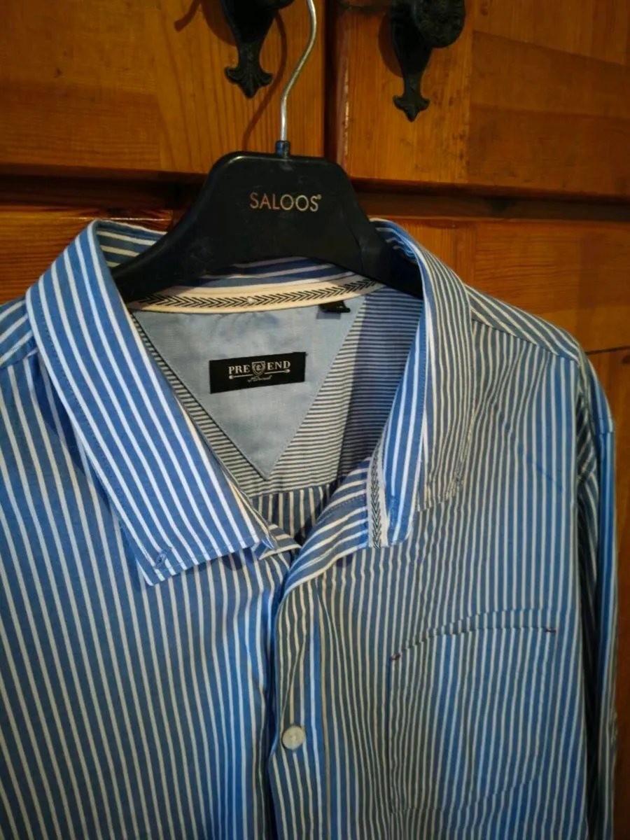 Man's plus size Pre End Blue and white stripe shir - Image 2