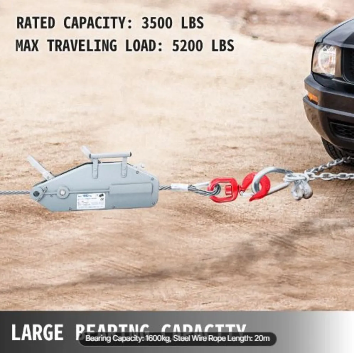 Wire Rope Puller 1.6T/1587.6 kg Capacity - Image 2
