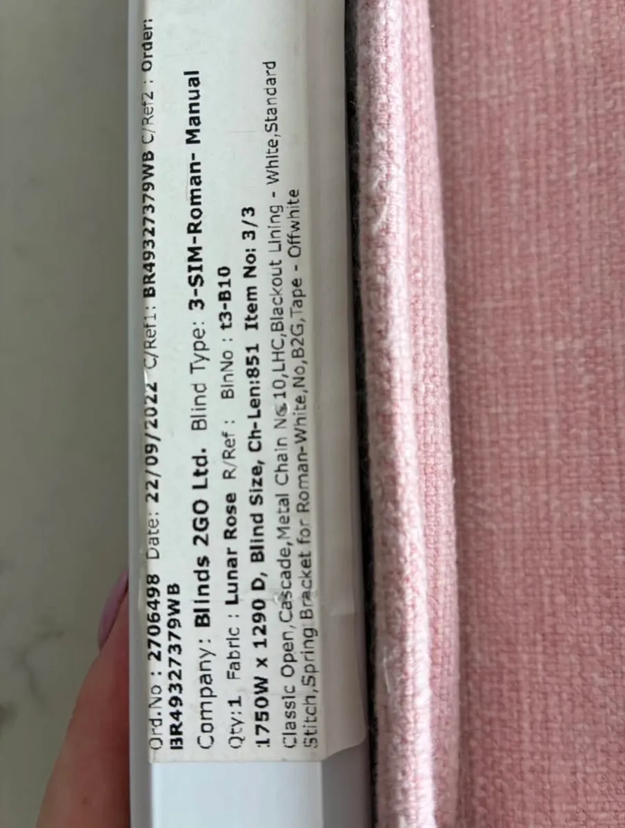 Blush Pink Roman Blind - Image 2