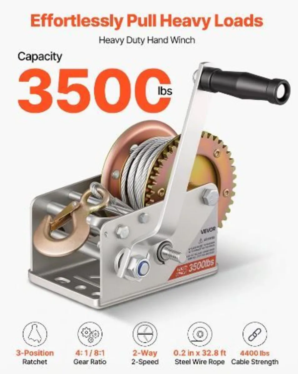 Boat Winch, 1588 kg Hand Winch - Image 1