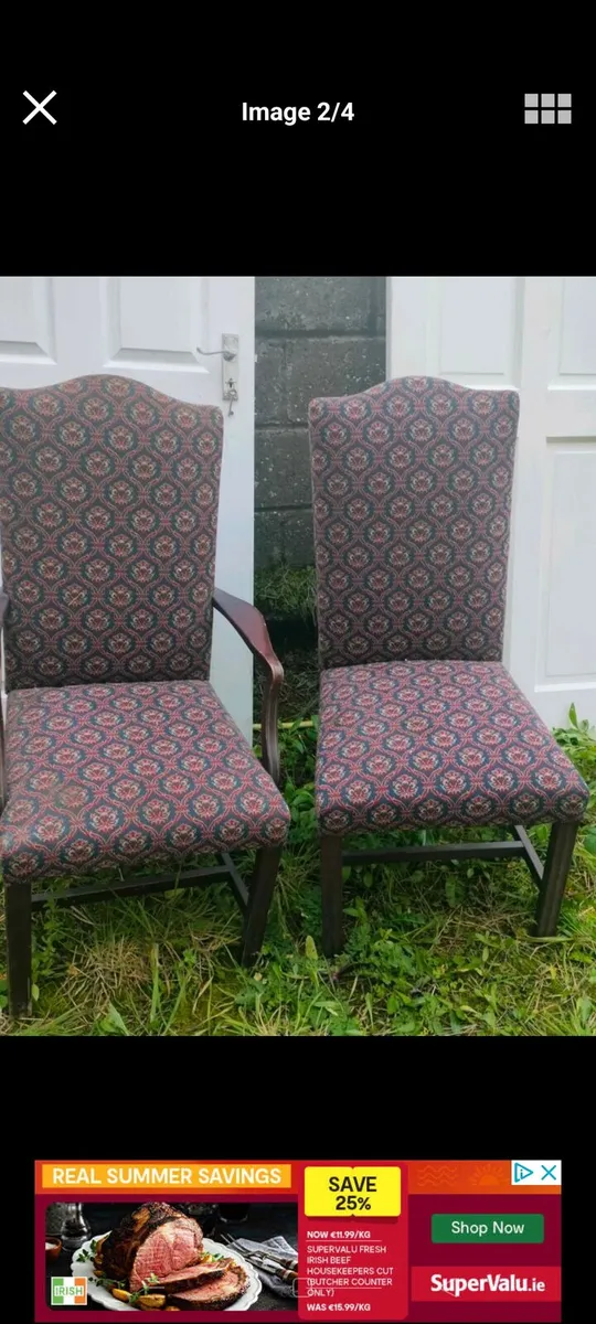 Set of 6 material covered Dining room Chairs.
2 Ca - Image 1