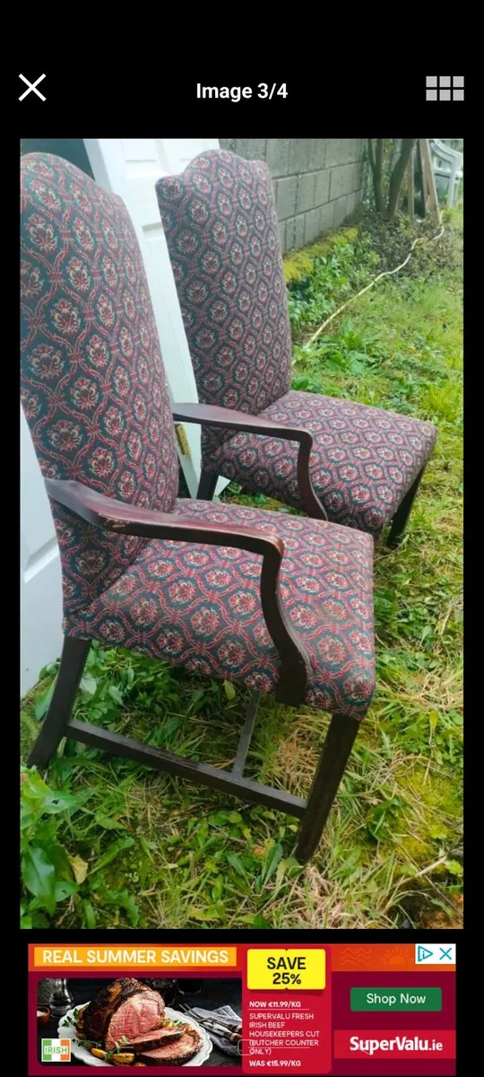 Set of 6 material covered Dining room Chairs.
2 Ca - Image 3