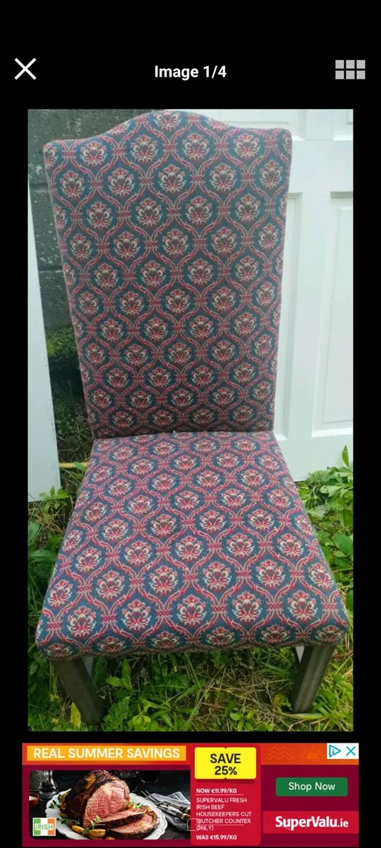 Set of 6 material covered Dining room Chairs.
2 Ca - Image 2