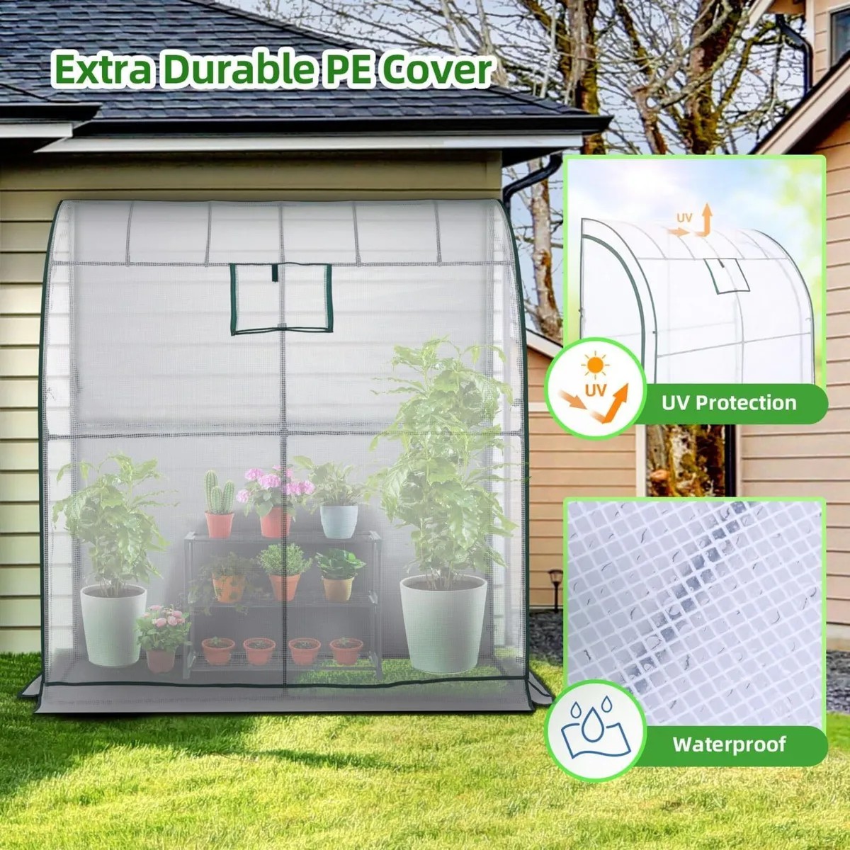 200x100x210cm Garden Greenhouse with Mesh Windows - Image 3