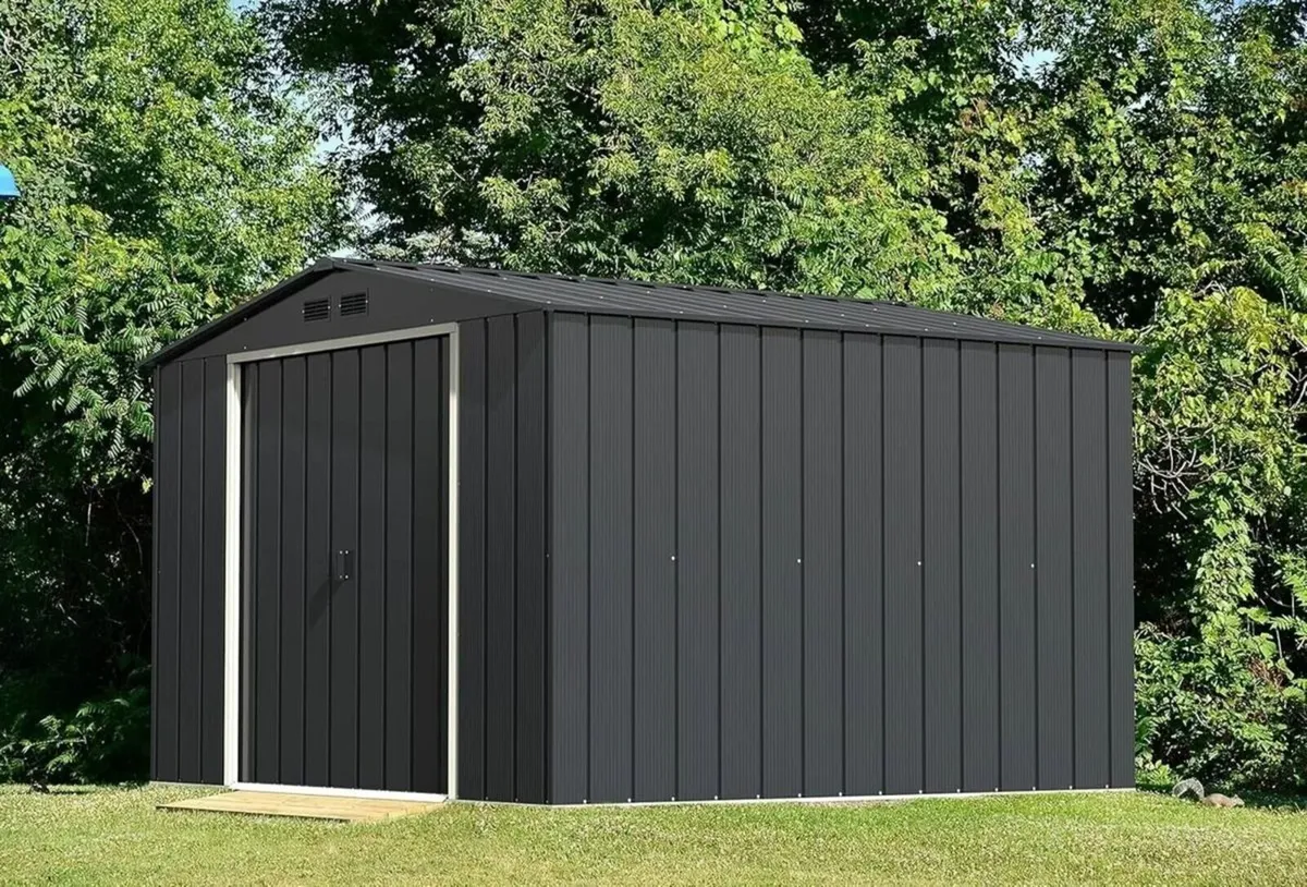 10×12 ECO Steel Garden Shed – Grey - Image 3