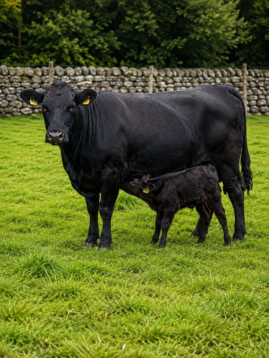 Limousin heifer with her Aberdeen Angus calf - Image 2
