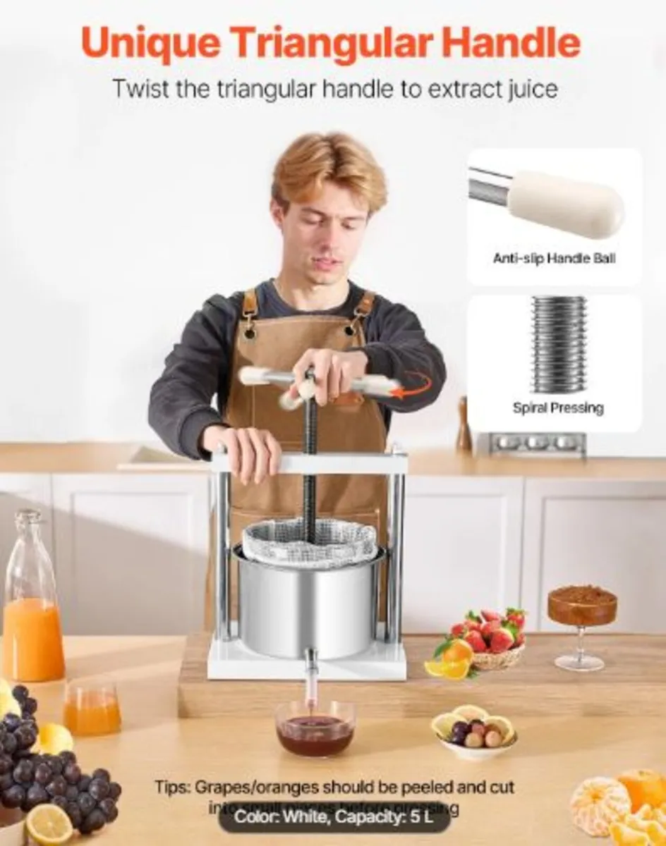 1.45 Gal/5L Fruit Wine Press, 2 Stainless Steel - Image 2
