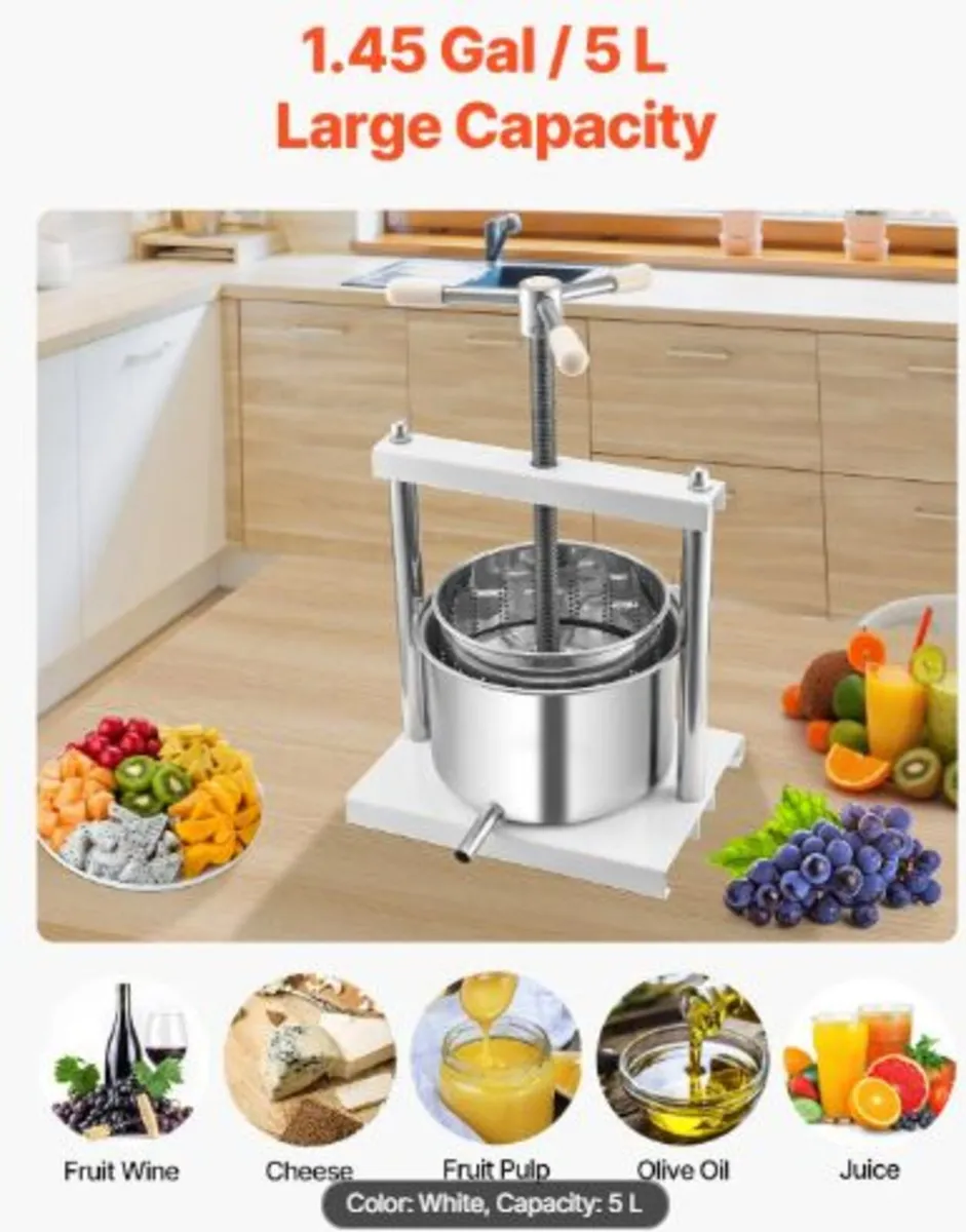 1.45 Gal/5L Fruit Wine Press, 2 Stainless Steel - Image 3