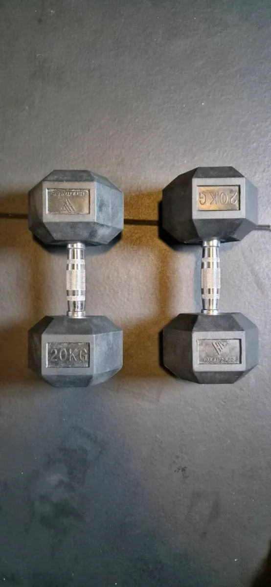 Brand New 2 x 20kg Rubber Hex Dumbbells-40kg Total - Image 1
