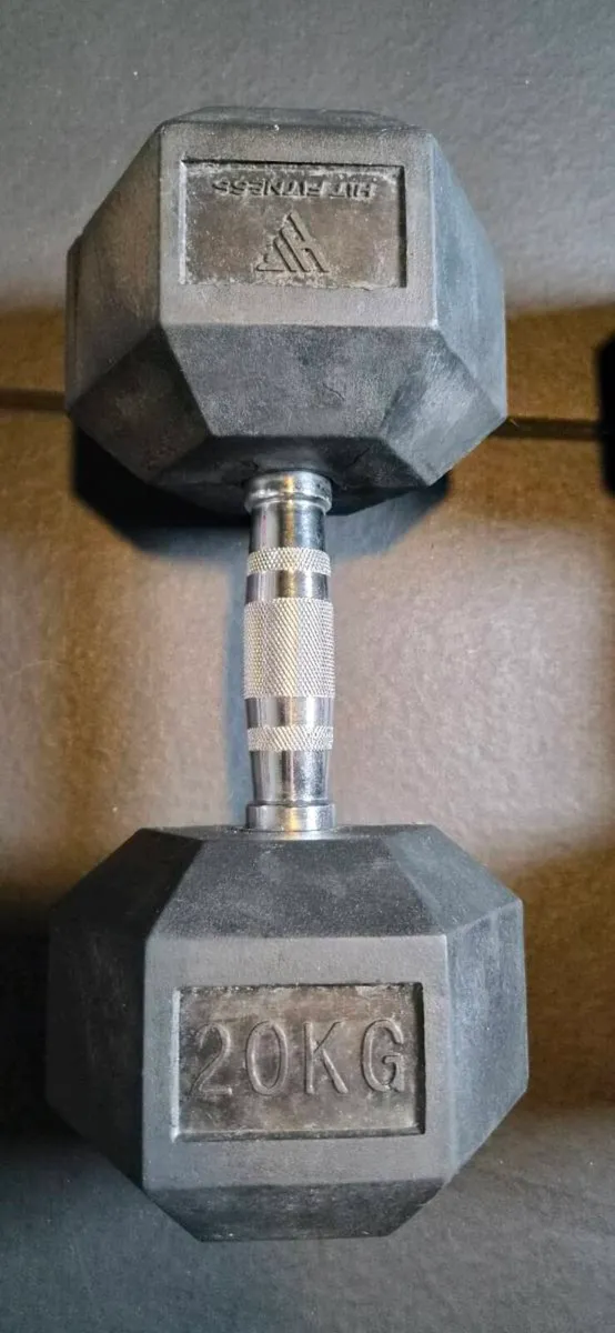 Brand New 2 x 20kg Rubber Hex Dumbbells-40kg Total - Image 2